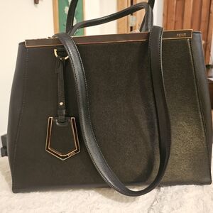 Fendi 2Jours Black Leather Tote Bag